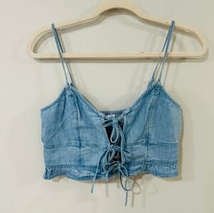 Aerie denim crop tank top